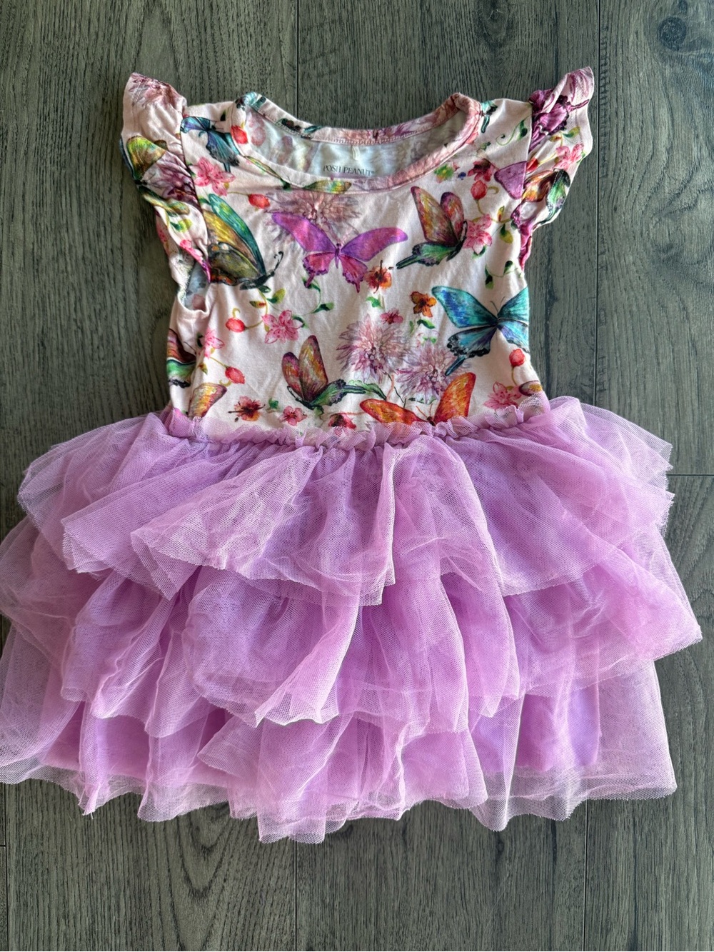 Posh Peanut Multicolor Butterfly Tutu Dress - Lilac